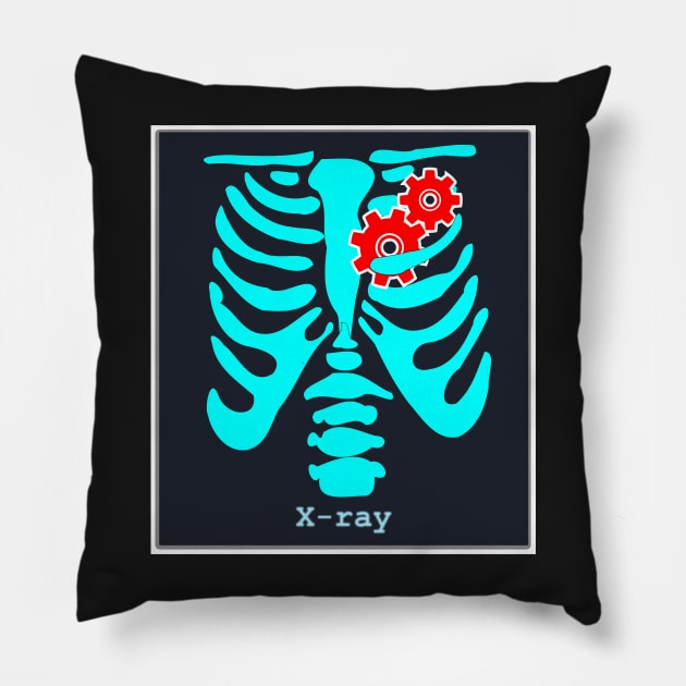 Steam punk heart X-ray Pillow by Redmanrooster