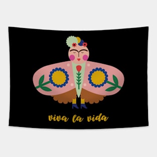 Cute Frida kahlo butterfly summer colorful flowers viva la vida Tapestry