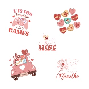 Retro Cute Valentine Stickers Pack T-Shirt
