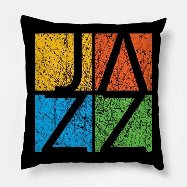 Colorful JAZZ  Creative Typographic Artwork Pillow by jazzworldquest