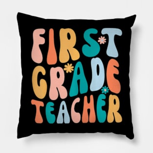 First Grade Teacher Groovy Design 1St Grade Teaching Pillow