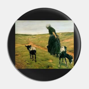 woman with goats - Max Liebermann Pin