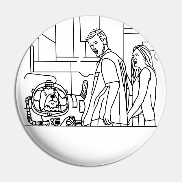 Space Dog and Distracted Boyfriend Meme Line Drawing Pin by ellenhenryart