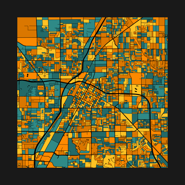 Las Vegas Map Pattern in Orange & Teal by PatternMaps