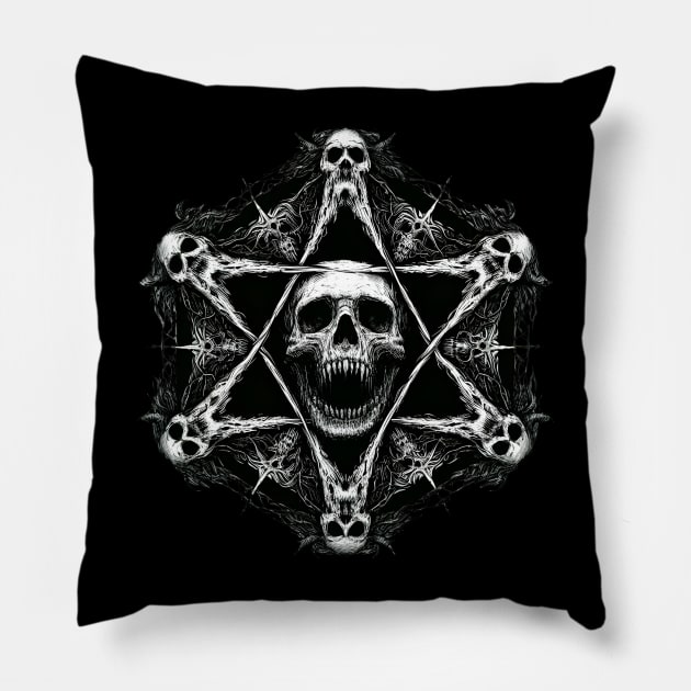 Dark and Sinister Hexagram Pillow by MetalByte