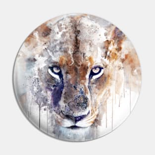 Watercolor Portrait - Lioness Hypnotizing Eyes Staring Back at You Pin