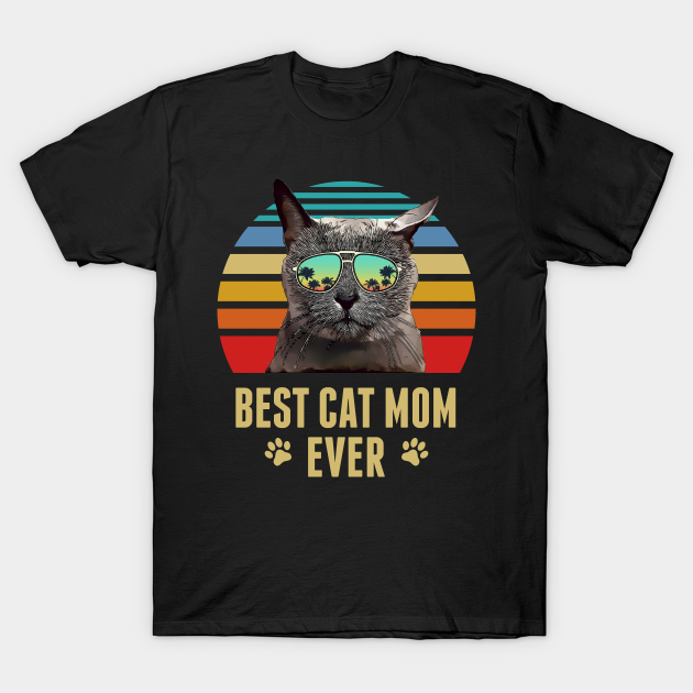 Discover Russian Blue Cat Best Cat Mom Ever Retro Beach Vibe - Russian Blue Cat Best Cat Mom Ever Retr - T-Shirt