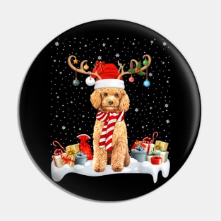 Xmas Lighting Reindeer Santa Hat Toy Poodle Christmas Pin