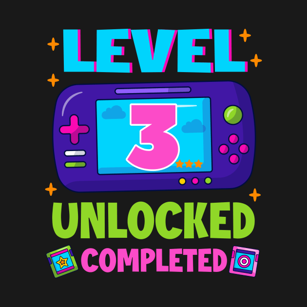 Level 3 Unlocked 3rd Birthday Boys Video Game B-day Gift For BOys Kids by FortuneFrenzy
