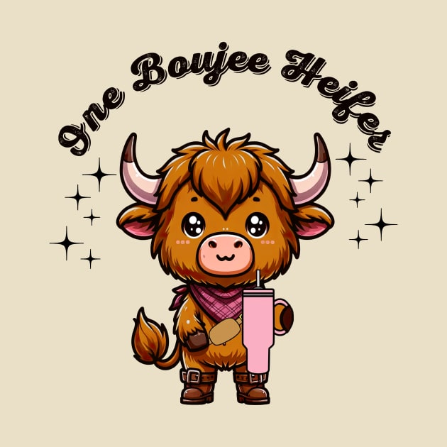 Boujee Heifer Highland Cow Valentines Day Farmyard Animal by SilverLake