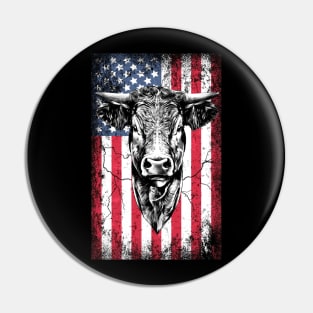 Patriotic Cow American Flag Pin