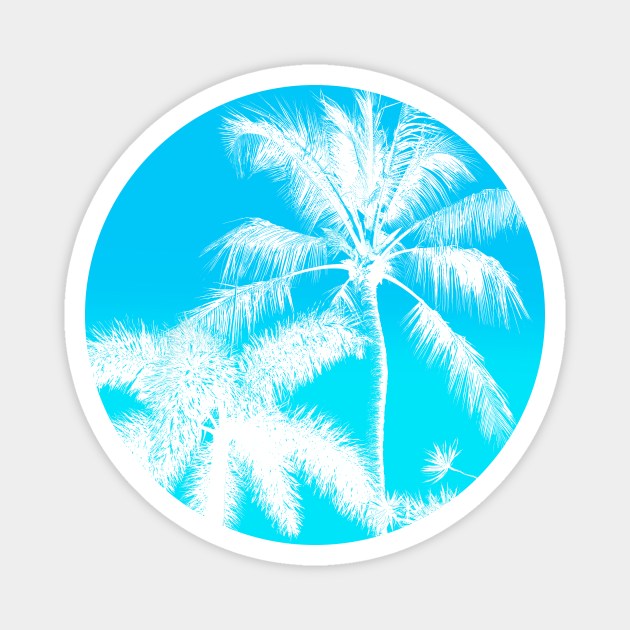 White Palm Trees with a Teal Sky Magnet by Vin Zzep