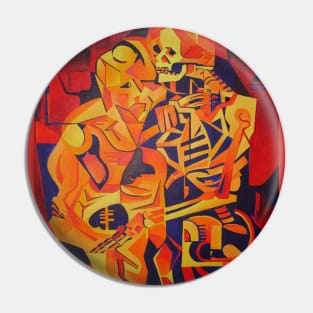 Embracing Death Colorful Geometric Art Pin