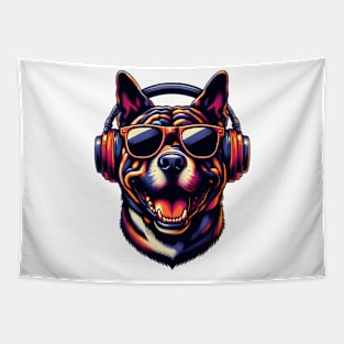 Kai Ken Smiling DJ with Headphones and Sunglasses Tapestry