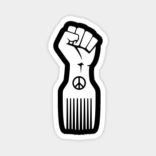 Iconic Black Power Fist with Peace & Afro Pick Magnet