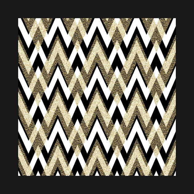 Geometric Chevron Elegance Gold and Black by SpiceTree