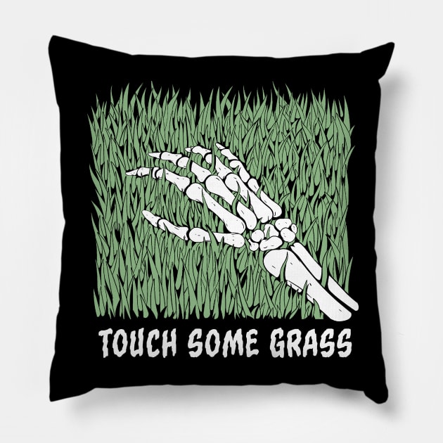 Touch Some Grass Pillow by 8BitHobo