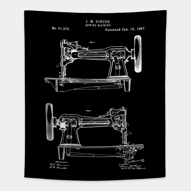 Vintage Singer Sewing Machine 1867 Patent Print Singer Sewing