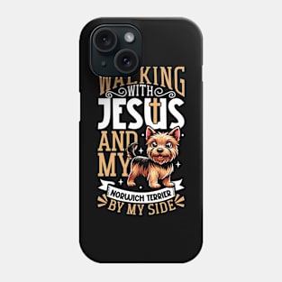 Jesus and dog - Norwich Terrier Phone Case