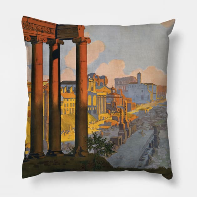 Vintage Travel Poster Italy Rome Pillow by vintagetreasure