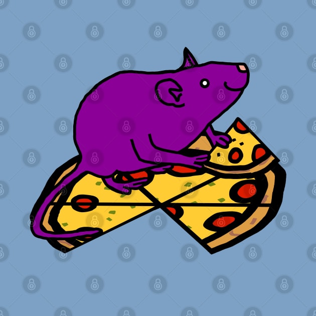 Hungry Purple Rat with Pizza by ellenhenryart