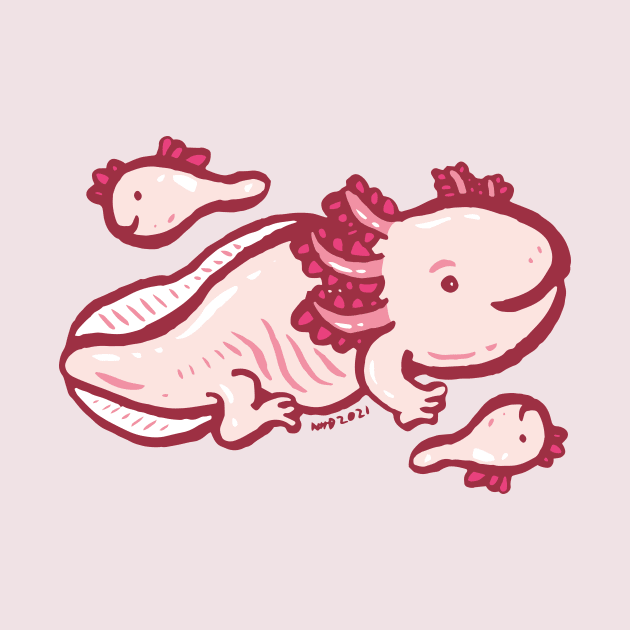 Cute axolotls family by nokhookdesign