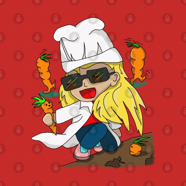 Cartoon Carrot Collecting Chef by cuisinecat