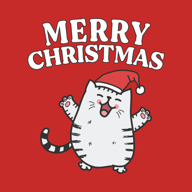 Cat wearing Santa Hat - Merry Christmas by edwardechoblue