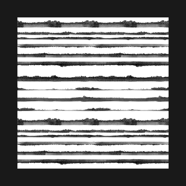 Inverted Black an White Watercolor Stripes by Carolina Díaz