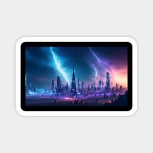 Futuristic city with beautiful sky landscape Magnet