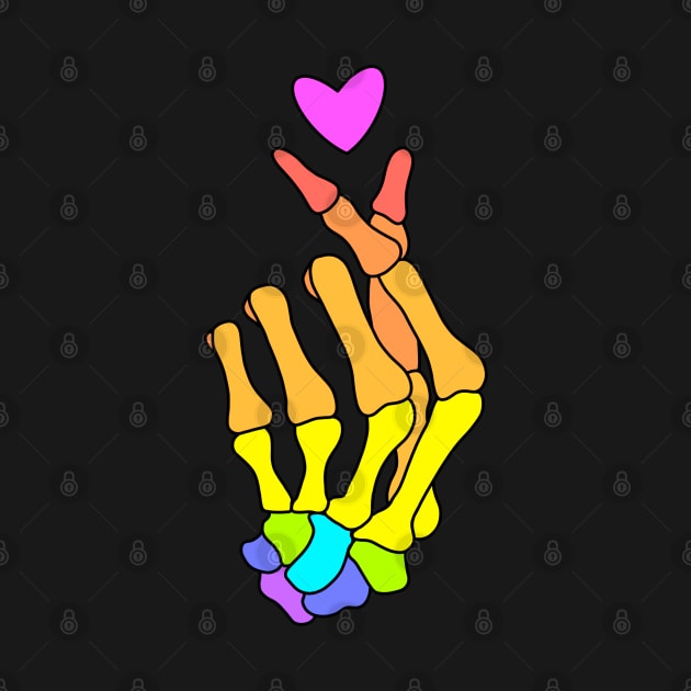 Rainbow Finger Heart Skeleton Hand by bloomingviolets