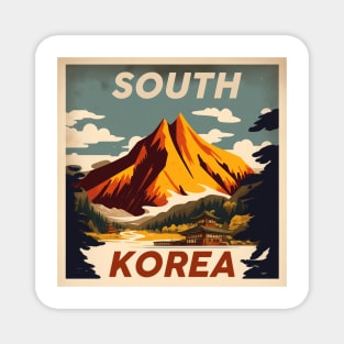 South Korea Mountain Vintage Travel Art Poster Magnet