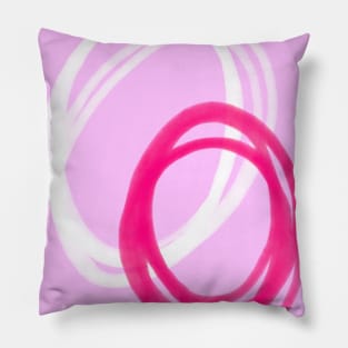 Abstract Pink and White Retro Painting Contemporary Art Pillow