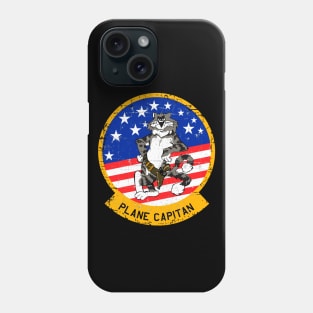 F-14 Tomcat -Plane Captain Yellow Border- Grunge Style Phone Case