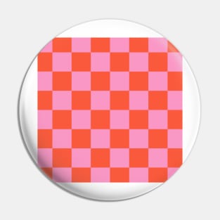 Checked pattern Orange and Pink checkerboard Pin