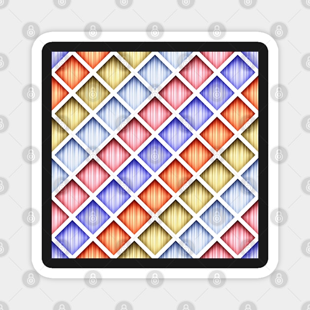 3d Geometric Pattern, Rhombic  Motif, Rainbow Coloring Magnet by lissantee