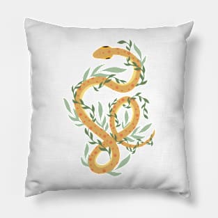 Yellow snake with leaves Pillow