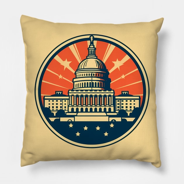 Capitol Building Emblem Pillow by Czajnikolandia