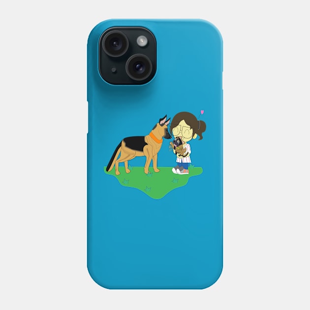 Ruby the German shepherd greet new friends, adult GSD know with puppy, cute GSD, cute dog, dog lover, little Alsatian, Alsatian lover Phone Case by Figaro-17