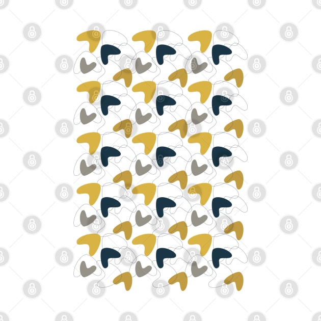 Mid Mod Abstract Pattern Navy, Mustard Yellow by tramasdesign