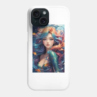 Anime Style Pretty Little Mermaid in Sage colors. Phone Case