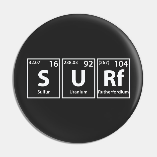 Surf (S-U-Rf) Periodic Elements Spelling Pin by cerebrands