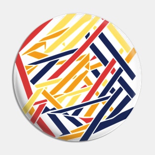 Stripes Red Orange Yellow Blue Abstract Design Pin