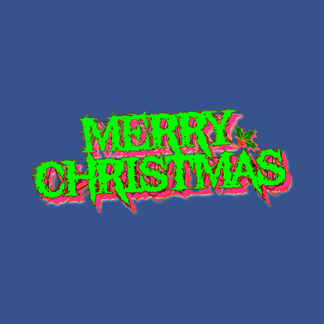 Merry Christmas (Black Metal - neon) by C E Richards