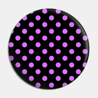 Purple Polka Dots Pattern on Black Background Pin