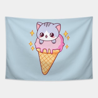 Super Cute Baby Kitty Cat In An Ice Cream Tapestry