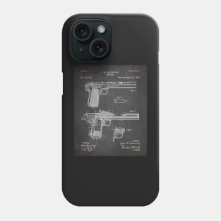 Browning Pistol Patent - Gun Lover Military Fan Art - Black Chalkboard Phone Case