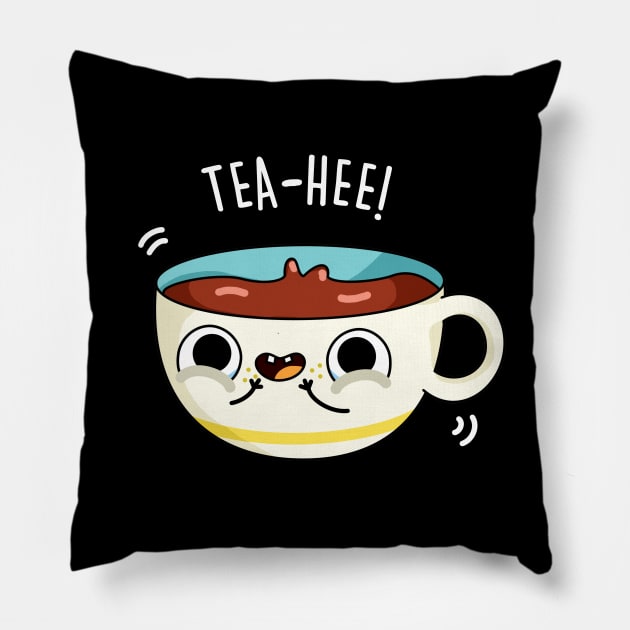 Tea-Hee Cute Tea Cup Pun Pillow by punnybone