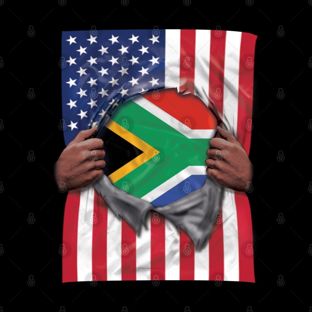 South Africa Flag American Flag Ripped - Gift for South African From South Africa by Country Flags