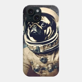 Space Astronaut Pug Vintage Surreal Collage Art Phone Case